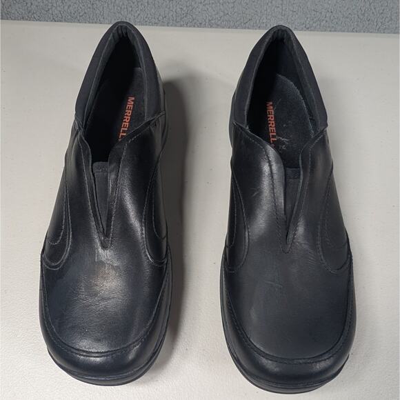 Merrell Shoes Womens Size 10 Black QForm2 Comfort Slip On Leather Walking Loafer - Picture 1 of 7